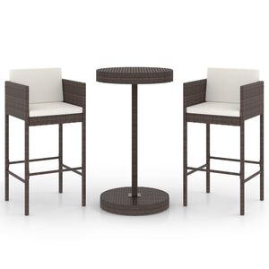 vidaXL 3 Parta Barsett í Garðinn með Sessum Pólýrattan Brúnt