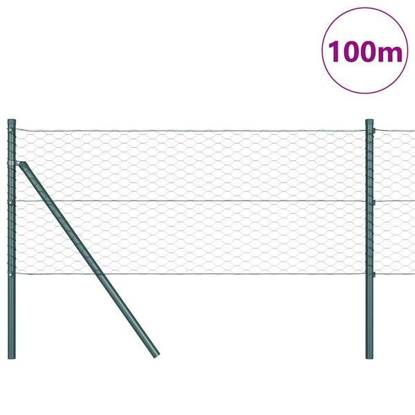 vidaXL Gir&eth;ingarp&oacute;stur Gr&aelig;nn 100 x 0,6 m (36 mm net) St&aacute;l og PVC
