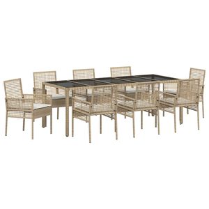 vidaXL Gar&eth;ur bor&eth;sett 9 pcs Drapplita&eth;ur p&oacute;l&yacute;rattan