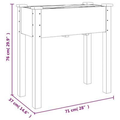 vidaXL Gróðurker með Fóðri Grátt 71x37x76 cm Gegnheill Þinur