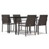 vidaXL 5 Hluta Gar&eth;bor&eth;stofusett me&eth; Sessum P&oacute;l&yacute;rattan og St&aacute;l