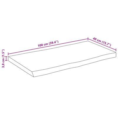 vidaXL Borðplata 100x40x3,8cm Náttúrulegum Brúnum Gegnheill Mangóviður