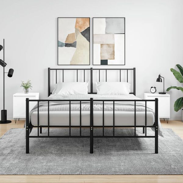 vidaXL Náttborð 2 stk. Hvít 40x30x50 cm Samsettur Viður