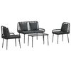 vidaXL Gar&eth; h&uacute;sgagna sett me&eth; p&uacute;&eth;i 4 pcs Svartur og krem p&oacute;l&yacute;rattan