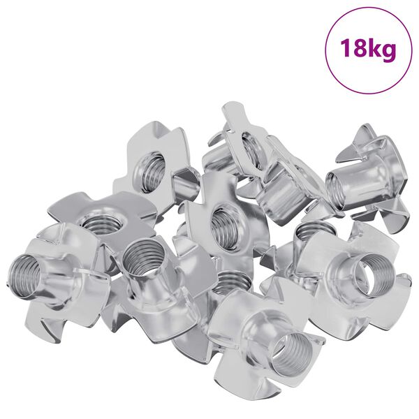 vidaXL Pronged T-nut 7200 pcs Silfur M6 mm St&aacute;l
