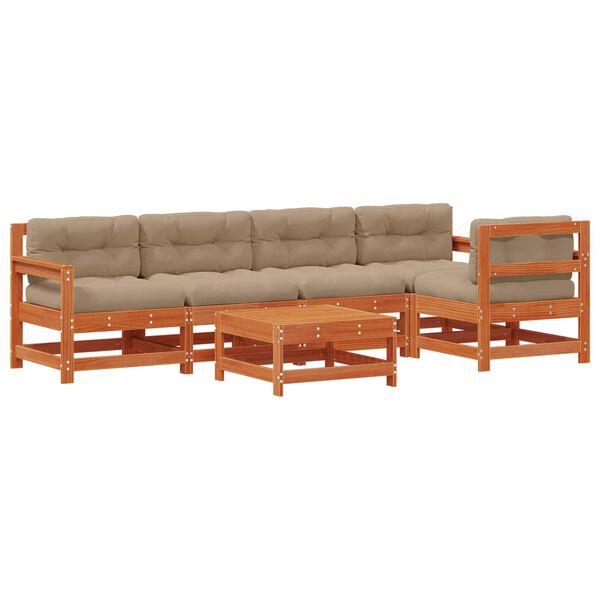 vidaXL Gar&eth;setustofa 6 pcs VaxBr&uacute;nn Mass&iacute;ft furuvi&eth;