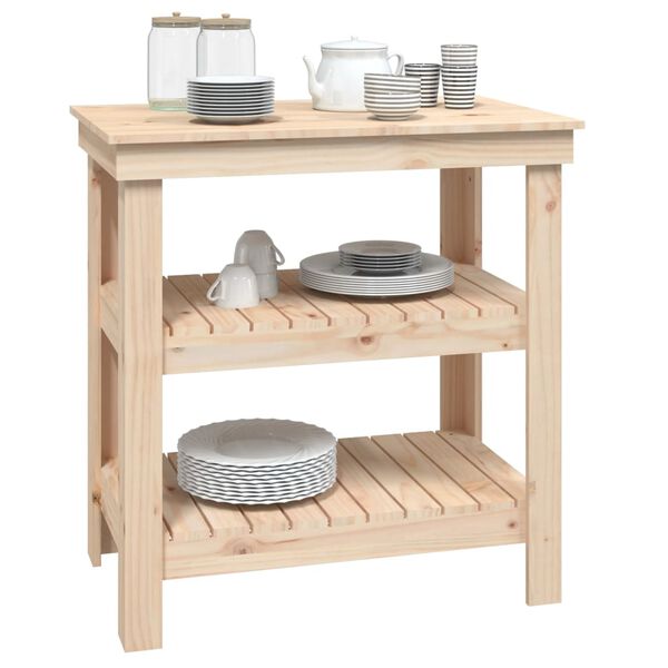 vidaXL Vinnubekkur 78,5x50x80 cm Gegnheil Fura