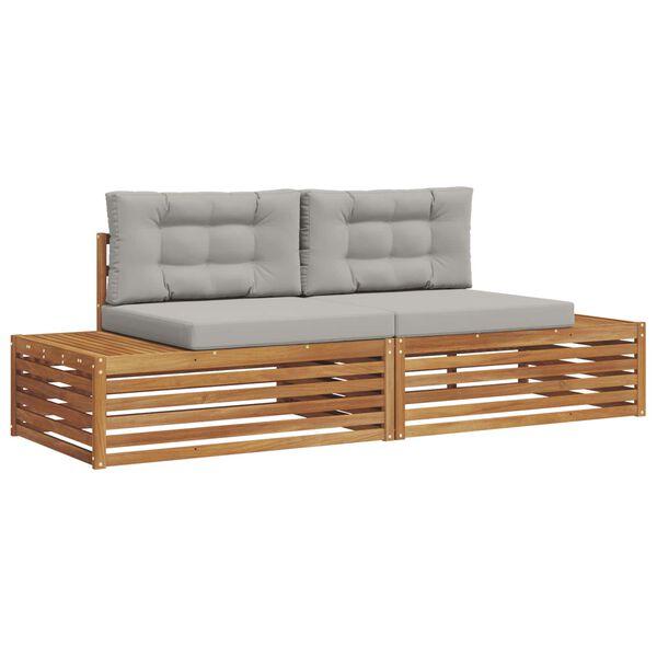 vidaXL &Uacute;ti s&oacute;fasett me&eth; p&uacute;&eth;i 2 Stykki N&aacute;tt&uacute;rulegt og Lj&oacute;st Gr&aacute;tt