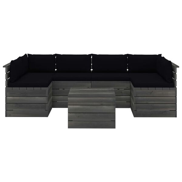 vidaXL 7 Parta Gar&eth;s&oacute;fasett &uacute;r Brettum me&eth; Sessum Gegnheil Fura