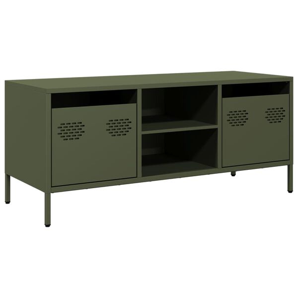 vidaXL sjónvarpsskápur Olive Green 101,5x39x43,5 cm Kaldvalsað stál