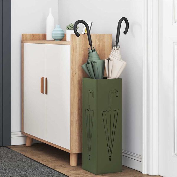 vidaXL Regnhlífastendur Ólífugrænn 15.5 x 15.5 x 49 cm metal