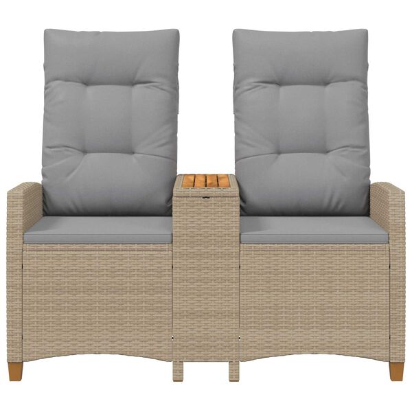 vidaXL R&uacute;mbekkur me&eth; bor&eth;i Beige og lj&oacute;sgr&aacute;r 126 x 65 x 112 cm