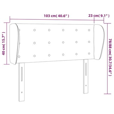 vidaXL Höfðagafl með Eyrum 103x23x78/88 cm Rjómahvítt Leðurlíki