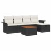 vidaXL Gar&eth;s&oacute;fa sett me&eth; p&uacute;&eth;i me&eth; geymslu 6 pcs Svartur Poly rattan