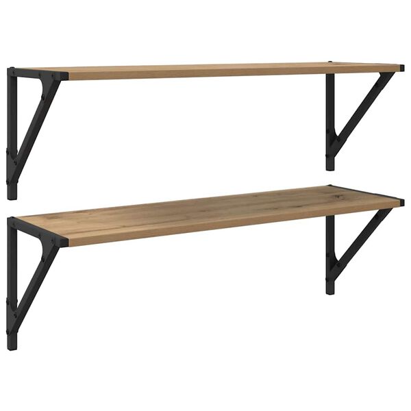vidaXL Vegghyllur 2 pcs Artisan Eik 80 x 25 x 25,5 cm Samsettur vi&eth;ur