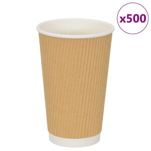 vidaXL Pappírs kaffibollar 500 stk 16oz 400ml Brúnn