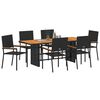 vidaXL Gar&eth;ur bor&eth;sett 7 pcs Svartur p&oacute;l&yacute;rattan