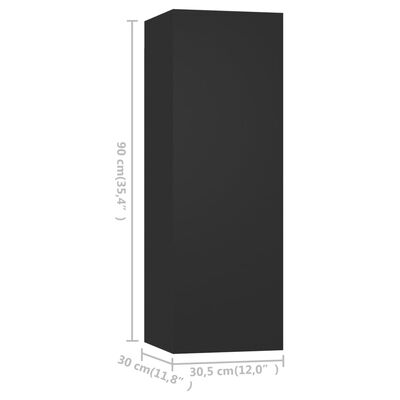 803346 vidaXL TV Cabinet Black 30,5x30x90 cm Chipboard