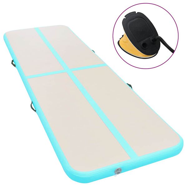 vidaXL Uppbl&aacute;sanleg Fimleikad&yacute;na me&eth; Pumpu 300x100x10 cm PVC Gr&aelig;n