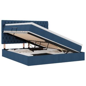 vidaXL R&uacute;m me&eth; geymslur&yacute;mi og LED me&eth; d&yacute;nu Bl&aacute;r 180 x 200 cm P&oacute;l&yacute;ester