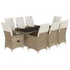 vidaXL 9 Hluta Gar&eth;bor&eth;sett me&eth; Sessum Drappa&eth; P&oacute;l&yacute;rattan