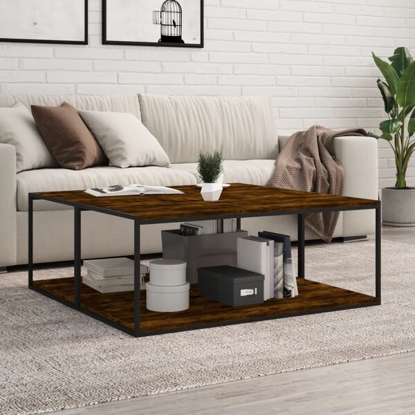 vidaXL Vegghillur 4 stk. Reykt&oacute;na Eik 100x50x1,5 cm Samsettur Vi&eth;ur