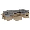 vidaXL 8 Hluta Gar&eth;s&oacute;fasett me&eth; Sessum Drappa&eth; P&oacute;l&yacute;rattan