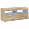 vidaXL Sj&oacute;nvarpssk&aacute;pur me&eth; LED Lj&oacute;sum Sonoma Eik 90x35x40 cm