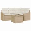 vidaXL Gar&eth;s&oacute;fa sett me&eth; p&uacute;&eth;i 5 pcs Beige og krem p&oacute;l&yacute;rattan