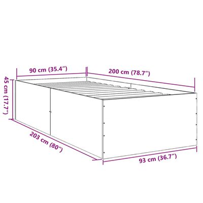 vidaXL Rúmgrind án Dýnu Reyktóna Eikarlitur 90x200 cm