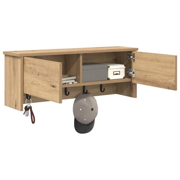 vidaXL Vegghengt fatahengi Artisan Eik 80 x 20 x 30 cm Samsettur vi&eth;ur