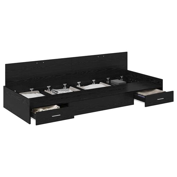 vidaXL Ramsvík með höfuðgafl Svartur Eik 100 x 200 cm Samsettur viður