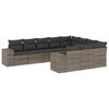 vidaXL 10 Hluta Gar&eth;s&oacute;fasett me&eth; Sessum Gr&aacute;tt P&oacute;l&yacute;rattan
