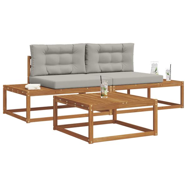 vidaXL &Uacute;ti s&oacute;fasett me&eth; p&uacute;&eth;i 3 Stykki N&aacute;tt&uacute;rulegt og Lj&oacute;st Gr&aacute;tt