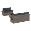 vidaXL 6 -Hluta Gar&eth;s&oacute;fasett me&eth; Sessum Gr&aacute;tt P&oacute;l&yacute;rattan