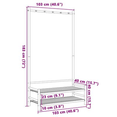 vidaXL Fatarekki með Hillum 103x40x183 cm Bambus