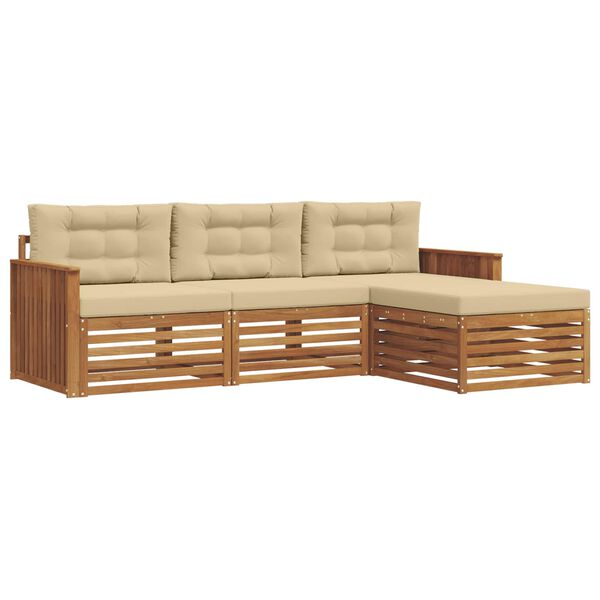 vidaXL &Uacute;ti s&oacute;fasett me&eth; p&uacute;&eth;i 4 pcs N&aacute;tt&uacute;rulegt og B&eacute;ig