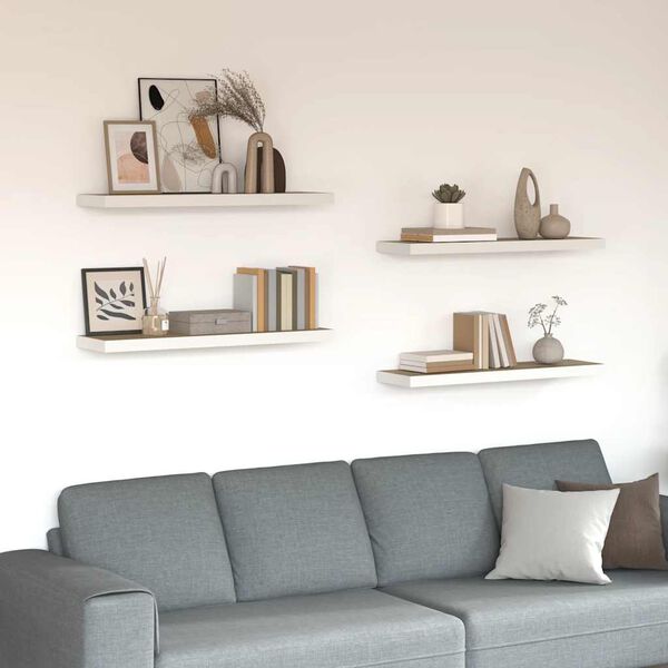 vidaXL Vegghengdar Hillur 4 stk. Eik og Hv&iacute;tur 80x23,5x3,8 cm MDF