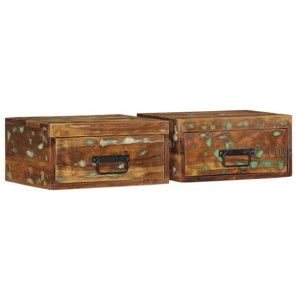 vidaXL Vegghengdir náttborðsskápar 2 stk Solid Wood Endurunnið