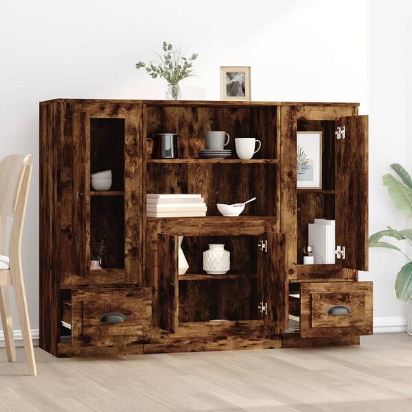 vidaXL H&aacute;ir Sk&aacute;par 3 stk. Reyklitu&eth; Eik Samsettur Vi&eth;ur