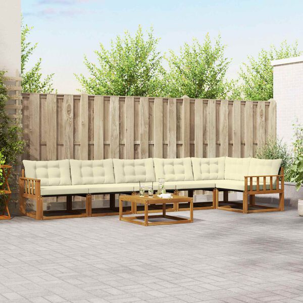 vidaXL &Uacute;ti s&oacute;fasett me&eth; p&uacute;&eth;i 7 pcs N&aacute;tt&uacute;rulegt og Krem