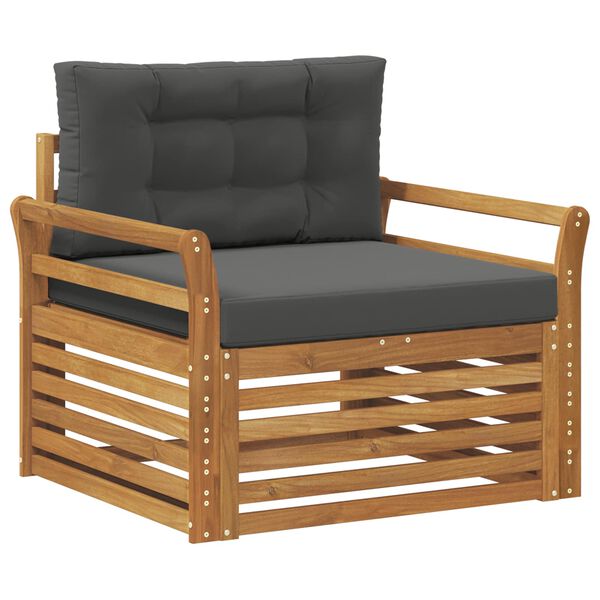 vidaXL &Uacute;ti s&oacute;fasett Solid Akas&iacute;uskei&eth; og P&oacute;lyester N&aacute;tt&uacute;rulegur