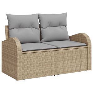 vidaXL Gar&eth;s&oacute;fa sett me&eth; p&uacute;&eth;i 3 pcs drappa&eth;ur og lj&oacute;sgr&aacute;r Poly rattan