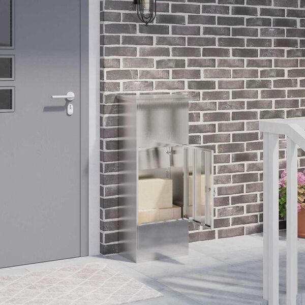 vidaXL P&oacute;stkassi me&eth; geymslu Silfur 44,5 x 29 x 110,5 cm Ry&eth;fr&iacute;tt St&aacute;l