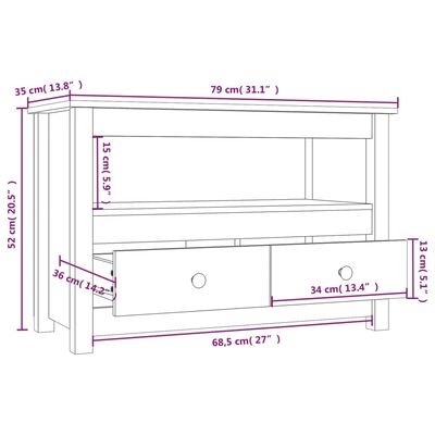 vidaXL sjónvarpsskápur 79x35x52 cm Gegnheil Fura