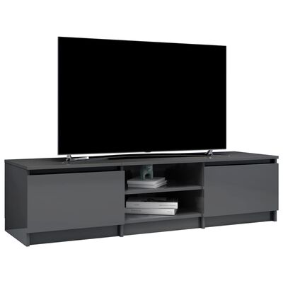 800656 vidaXL TV Cabinet High Gloss Grey 140x40x35,5 cm Chipboard