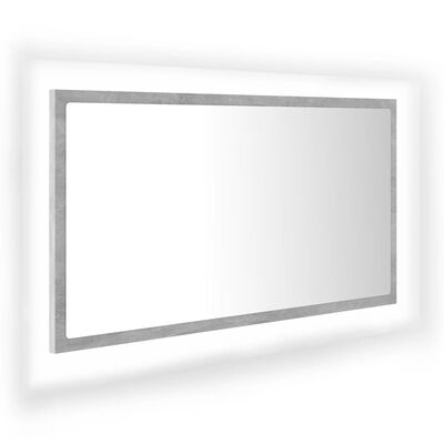 804928 vidaXL LED Bathroom Mirror Concrete Grey 80x8,5x37 cm Chipboard