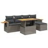 vidaXL 6 -Hluta Gar&eth;s&oacute;fasett me&eth; Sessum Gr&aacute;tt P&oacute;l&yacute;rattan