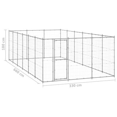 vidaXL Útihundabyrgi Galvanhúðað Stál 21,78 m²