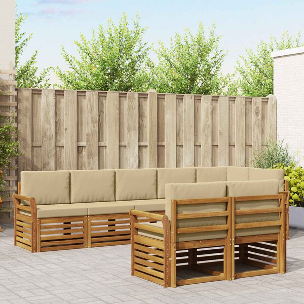 vidaXL S&oacute;fasett me&eth; p&uacute;&eth;i 8 pcs N&aacute;tt&uacute;rulegt og B&eacute;ig Hrein akas&iacute;utr&eacute;